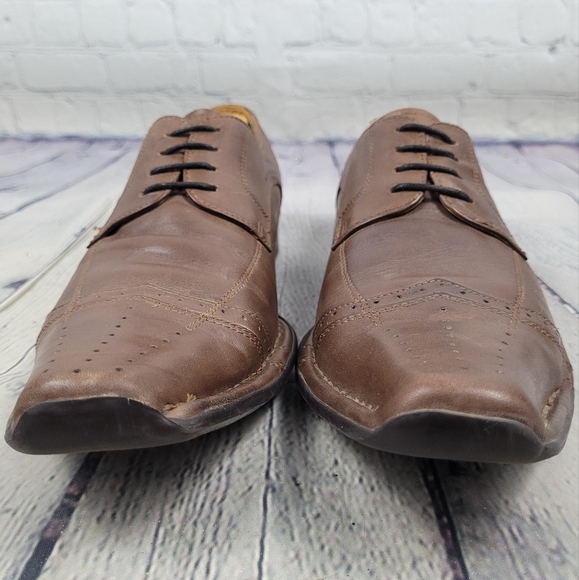 AM SHOE COMPANY | leather lace-up square/snip toe oxford derby shoes - Picture 6 of 13